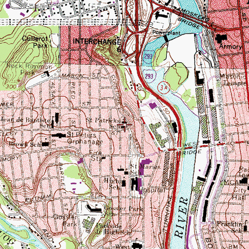 Topographic Map of Saint Patricks School, NH
