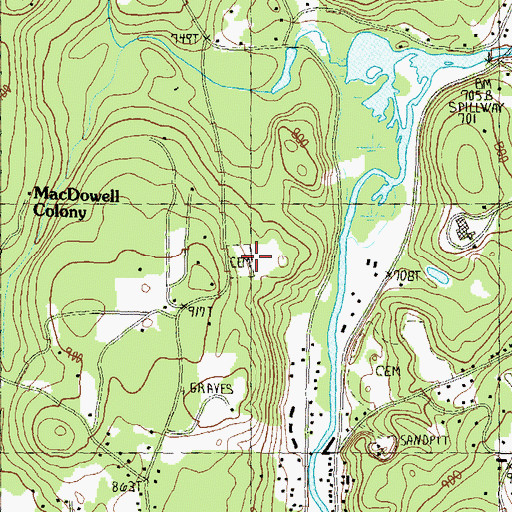 Topographic Map of Saint Peters Cemetery New, NH