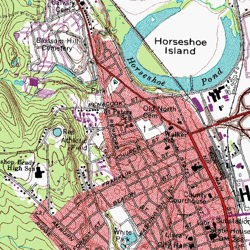 Topographic Map of Saint Peters School, NH