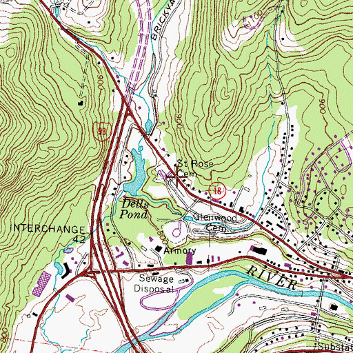 Topographic Map of Saint Rose Cemetery, NH