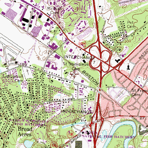 Topographic Map of Saint Stanislaus Cemetery, NH