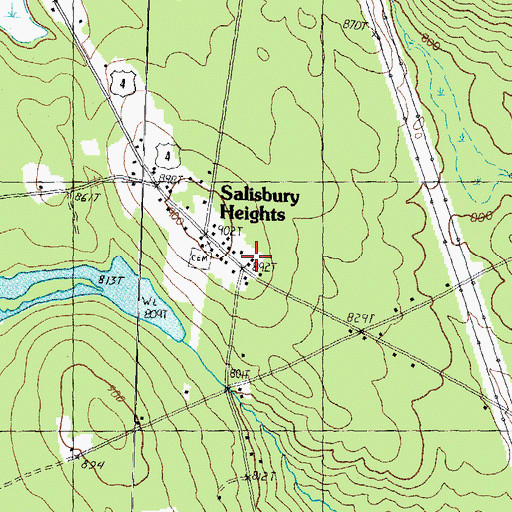 Topographic Map of Salisbury Heights, NH