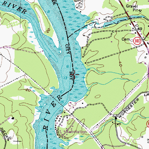 Topographic Map of Salmon Falls River, NH