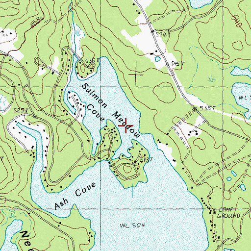 Topographic Map of Salmon Meadow Cove, NH