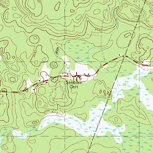 Topographic Map of Sanborn Cemetery, NH
