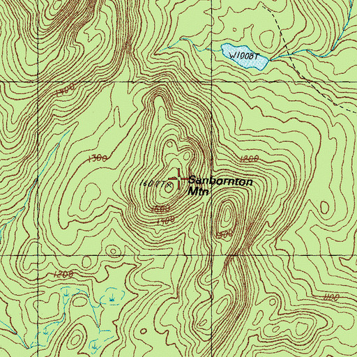 Topographic Map of Sanbornton Mountain, NH