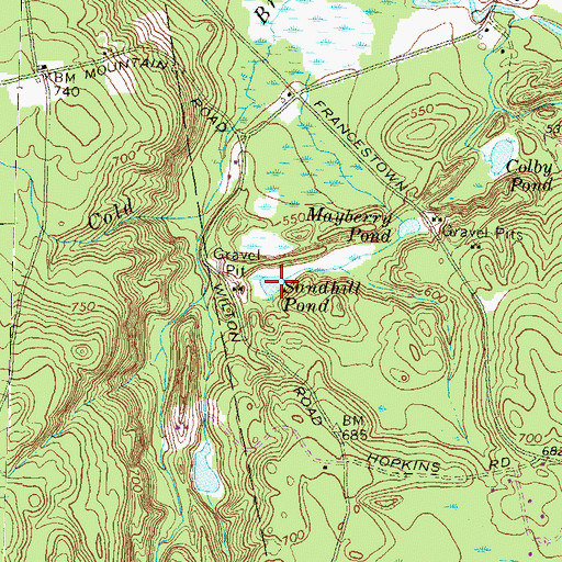 Topographic Map of Sandhill Pond, NH