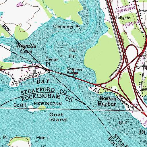 Topographic Map of Scammel Bridge, NH
