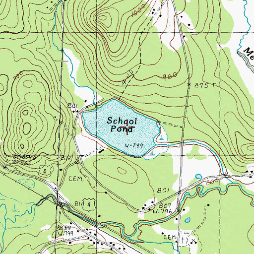 Topographic Map of School Pond, NH