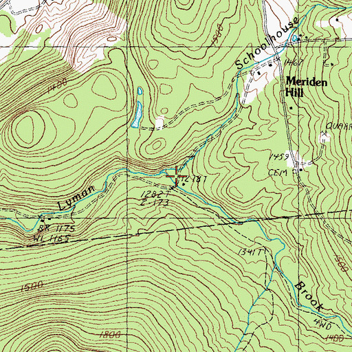 Topographic Map of Schoolhouse Brook, NH