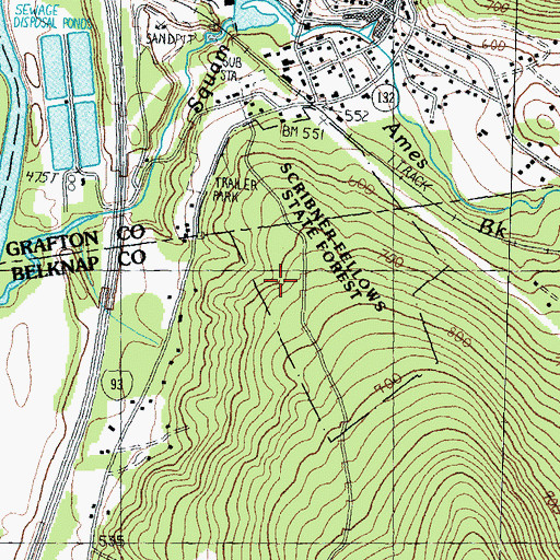 Topographic Map of Scribner Fellows State Forest, NH