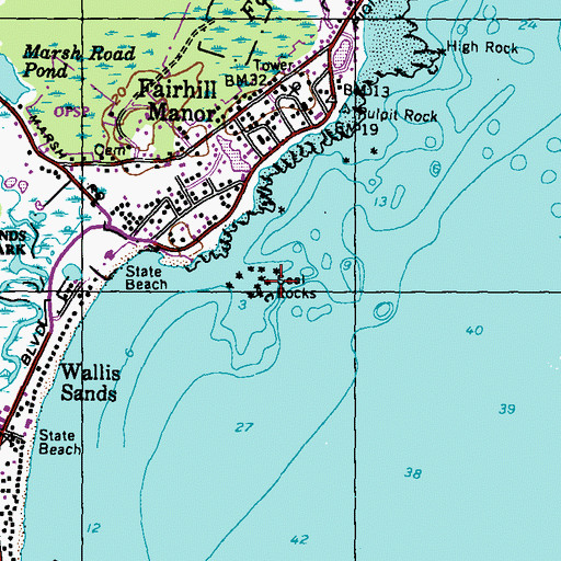Topographic Map of Seal Rocks, NH