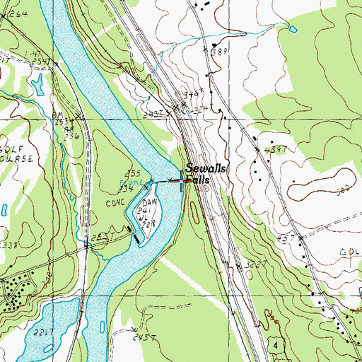 Topographic Map of Sewalls Falls, NH