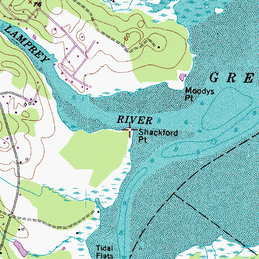 Topographic Map of Shackford Point, NH