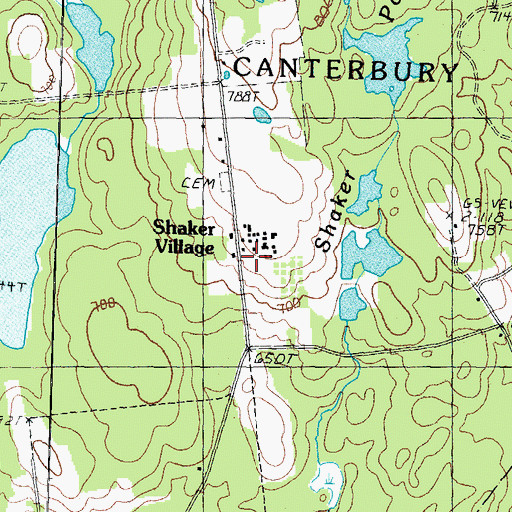 Topographic Map of Shaker Village, NH