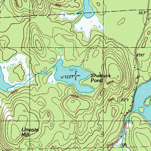 Topographic Map of Shattuck Pond, NH