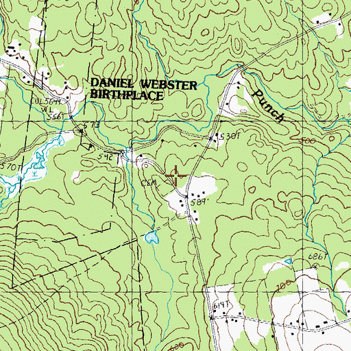 Topographic Map of Shaw Cemetery, NH
