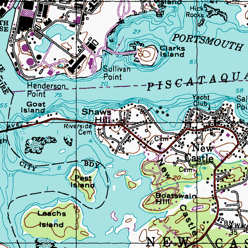 Topographic Map of Shaws Hill, NH