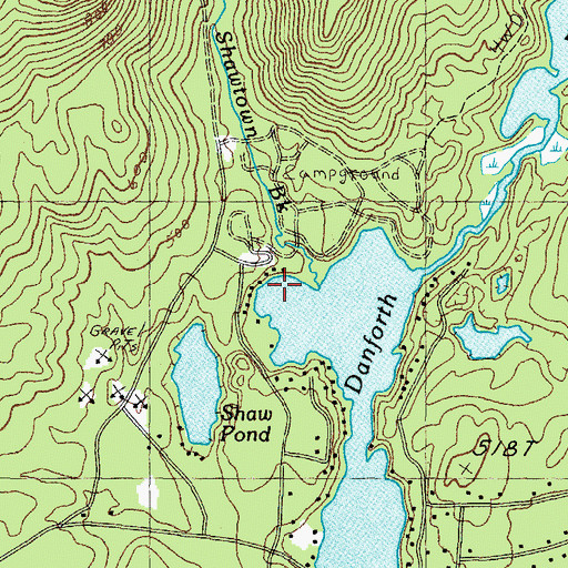 Topographic Map of Shawtown Brook, NH
