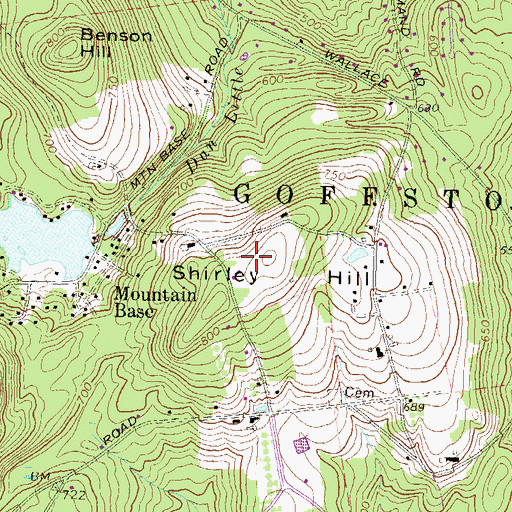 Topographic Map of Shirley Hill, NH