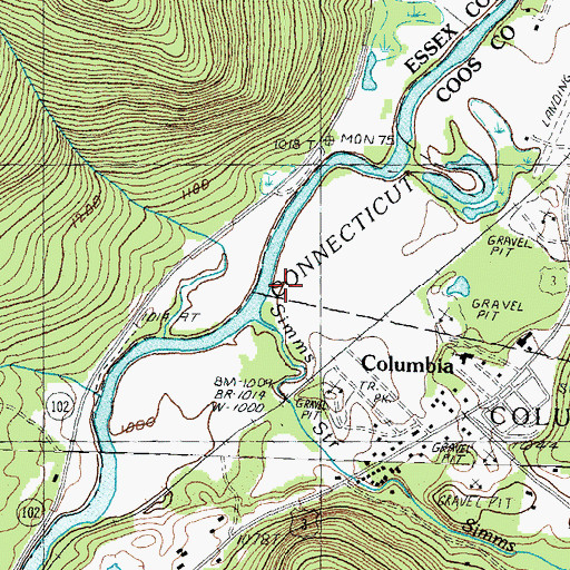 Topographic Map of Simms Stream, NH
