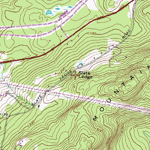 Topographic Map of Slate Ledge, NH