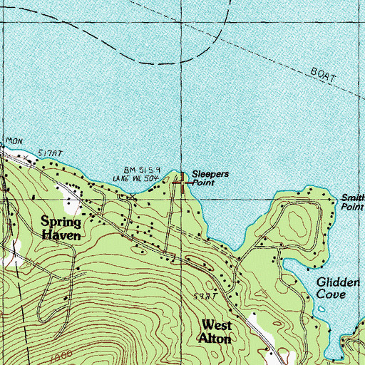 Topographic Map of Sleepers Point, NH