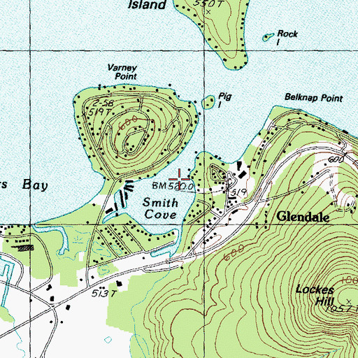 Topographic Map of Smith Cove, NH