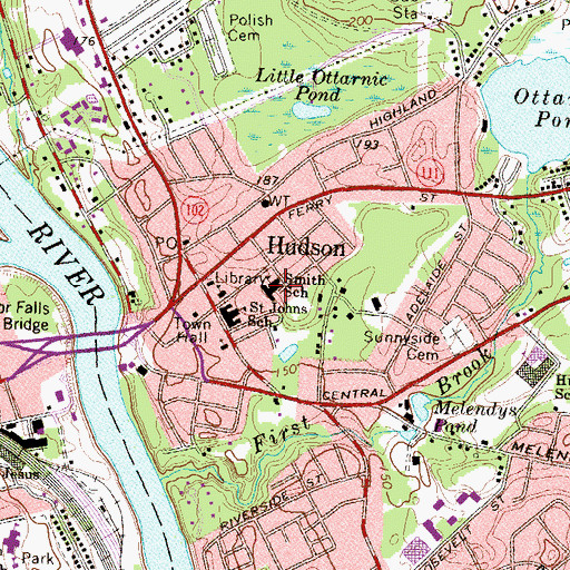 Topographic Map of Dr H O Smith Elementary School, NH
