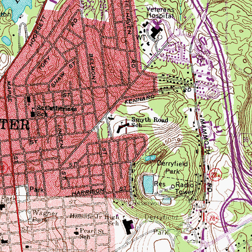 Topographic Map of Smyth Road School, NH