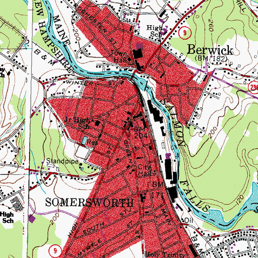 Topographic Map of Somersworth, NH