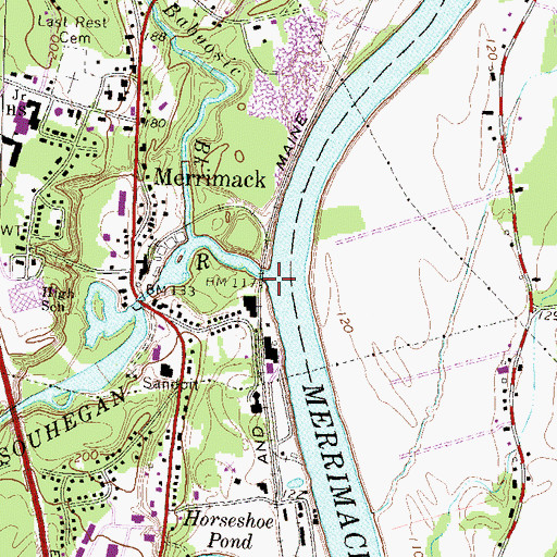 Topographic Map of Souhegan River, NH