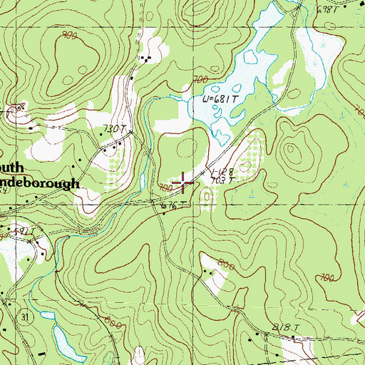 Topographic Map of South Lyndeborough Cemetery, NH