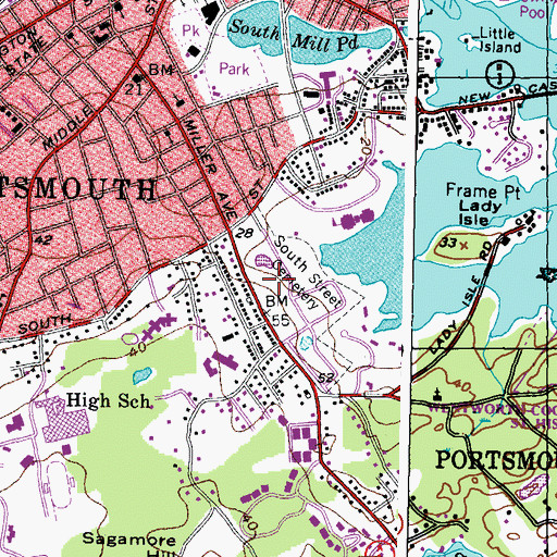 Topographic Map of Proprietors Cemetery, NH