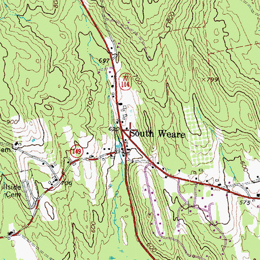 Topographic Map of South Weare, NH
