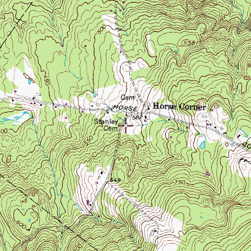 Topographic Map of Stanley Cemetery, NH