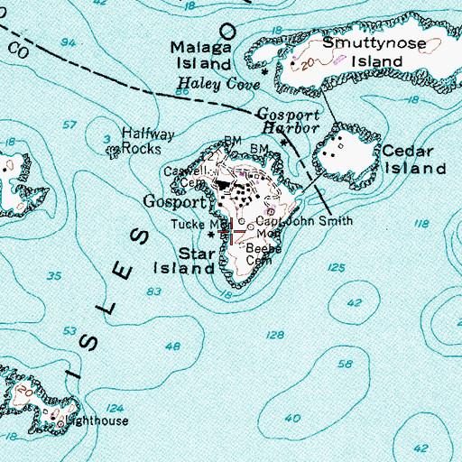 Topographic Map of Star Island, NH