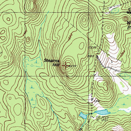 Topographic Map of Stearns Hill, NH