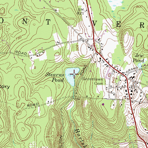 Topographic Map of Stearns Pond, NH