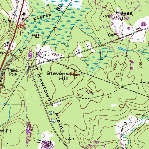 Topographic Map of Stevens Hill, NH