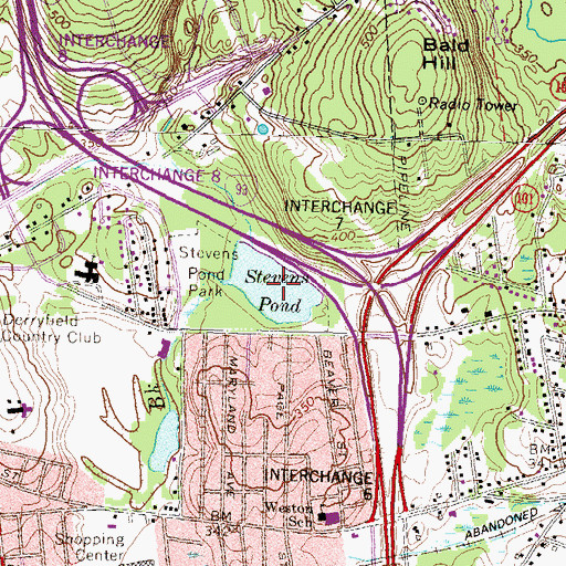 Topographic Map of Stevens Pond, NH