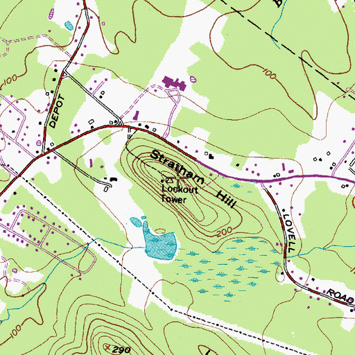 Topographic Map of Stratham Hill, NH