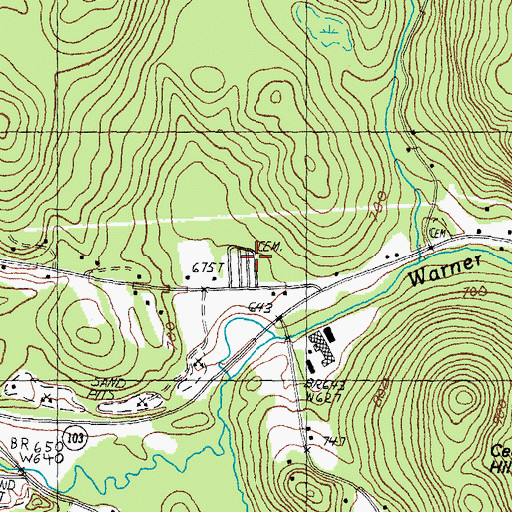 Topographic Map of Sunny Plain Cemetery, NH