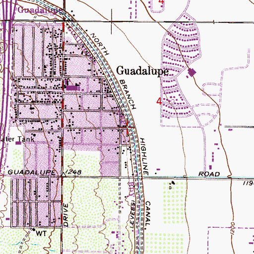 Topographic Map of North Branch Highline Canal, AZ