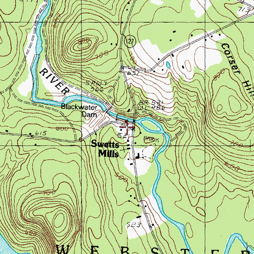 Topographic Map of Swetts Mills, NH