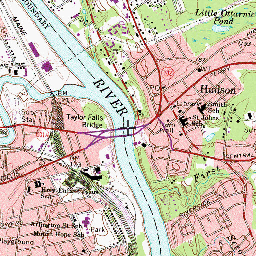 Topographic Map of Taylor Falls Bridge, NH