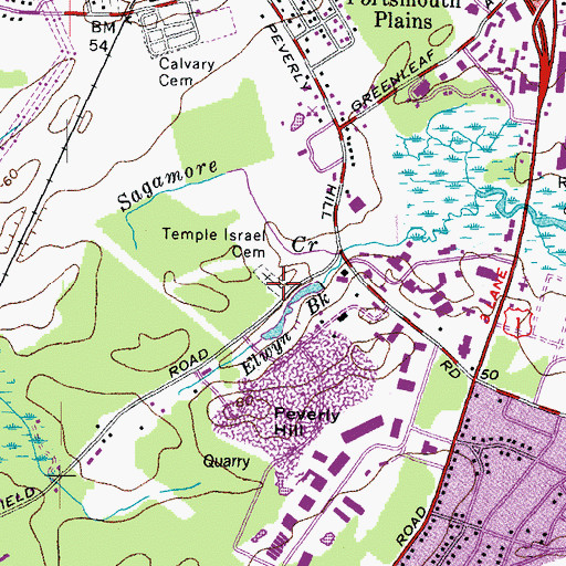 Topographic Map of Temple Israel Cemetery, NH