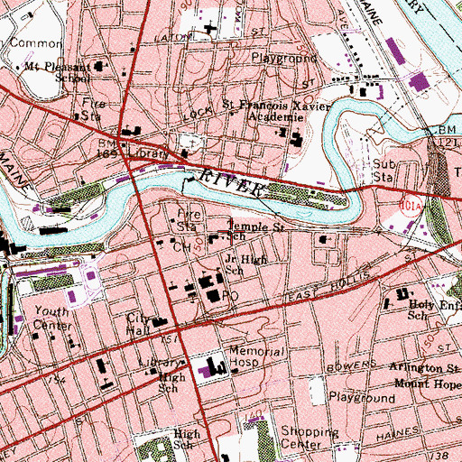 Topographic Map of Temple Street School, NH