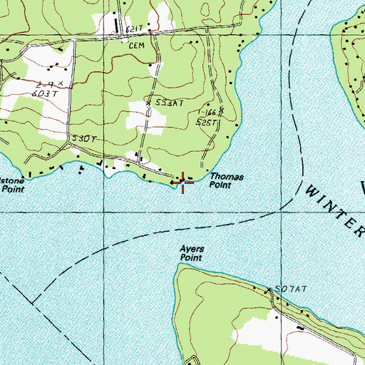 Topographic Map of Thomas Point, NH