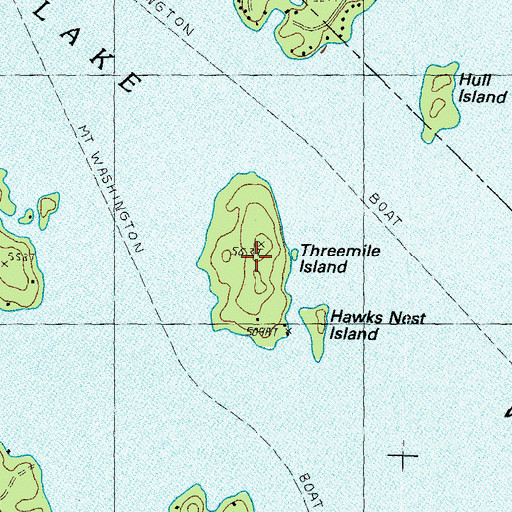 Topographic Map of Threemile Island, NH